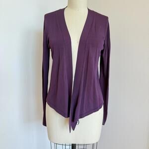 Vintage GAP Cardigan Sweater Size Large Purple Open Front Short Waterfall Y2K